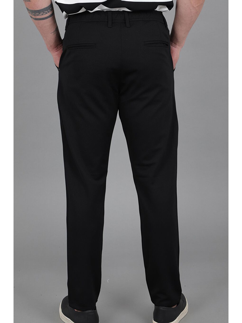 Siyah Örme Jogger Yazlık Pantolon QUK 2012_0435-5