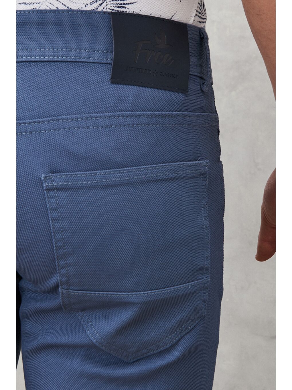 Erkek Petrol Slim Fit Dar Kesim Armürlü 5 Cepli Casual Pantolon-4