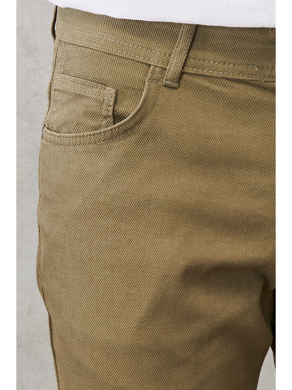 Erkek Yeşil Slim Fit Dar Kesim Armürlü 5 Cepli Casual Pantolon-4