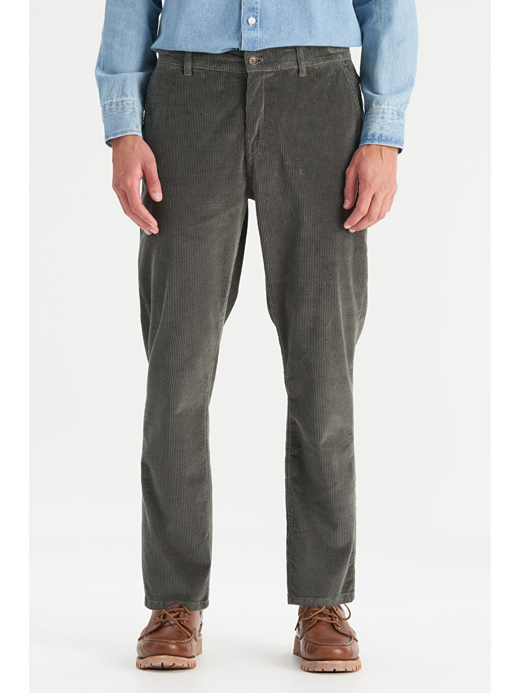 Yeşil Pamuklu Regular Fit Normal Kesim Cepli Esnek Pantolon-1