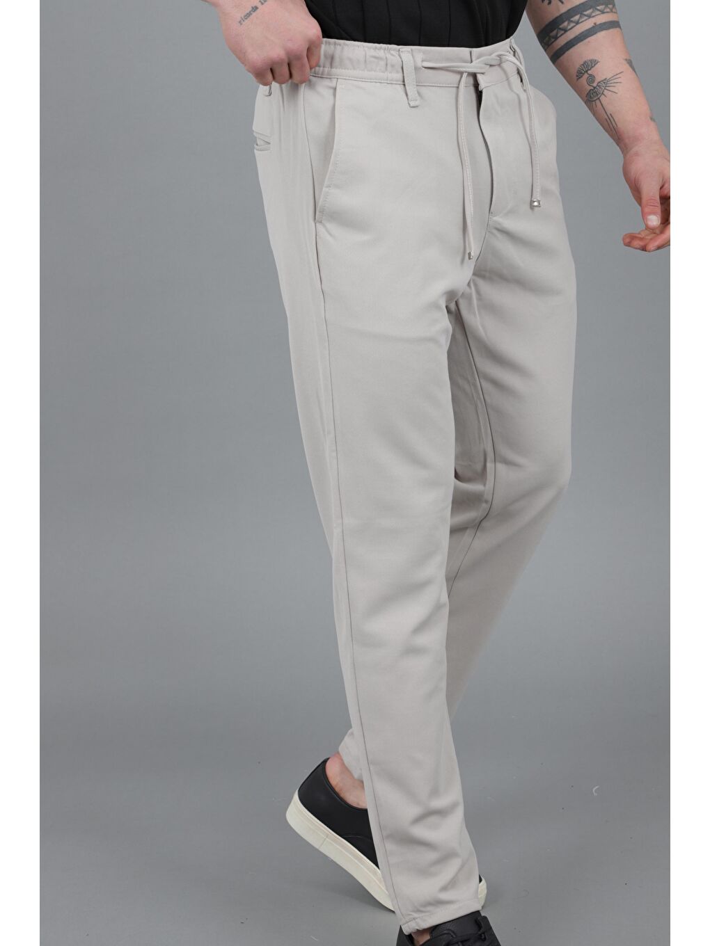 Bej Örme Jogger Yazlık Pantolon QUK 2012_0435