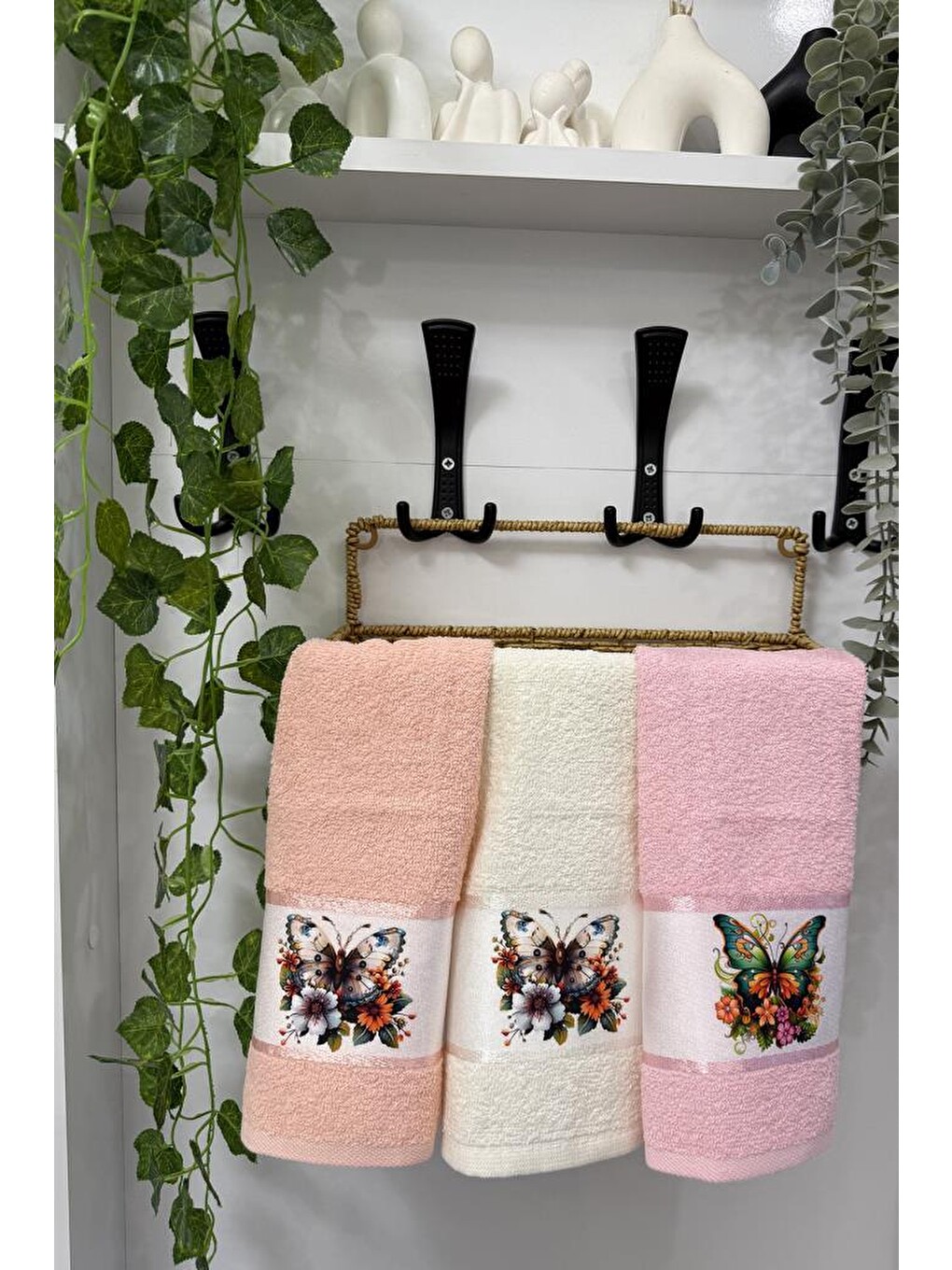 Karışık Kelebek Baskılı 3lü Mutfak Havlu Takımı 30x50 Cm