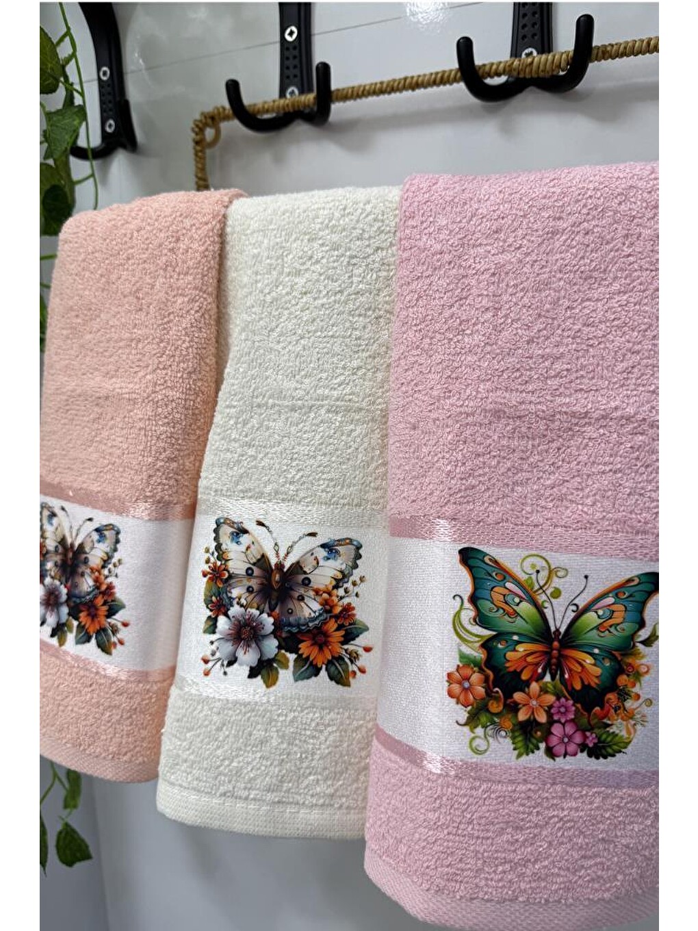 Karışık Kelebek Baskılı 3lü Mutfak Havlu Takımı 30x50 Cm-1