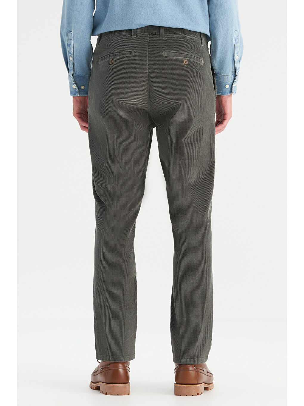 Yeşil Pamuklu Regular Fit Normal Kesim Cepli Esnek Pantolon-4