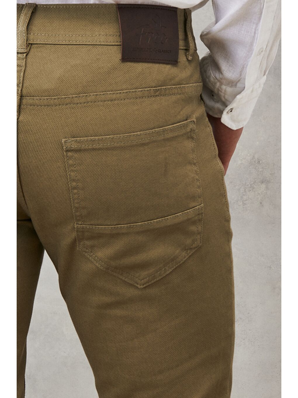 Erkek Yeşil Slim Fit Dar Kesim Armürlü 5 Cepli Casual Pantolon-7