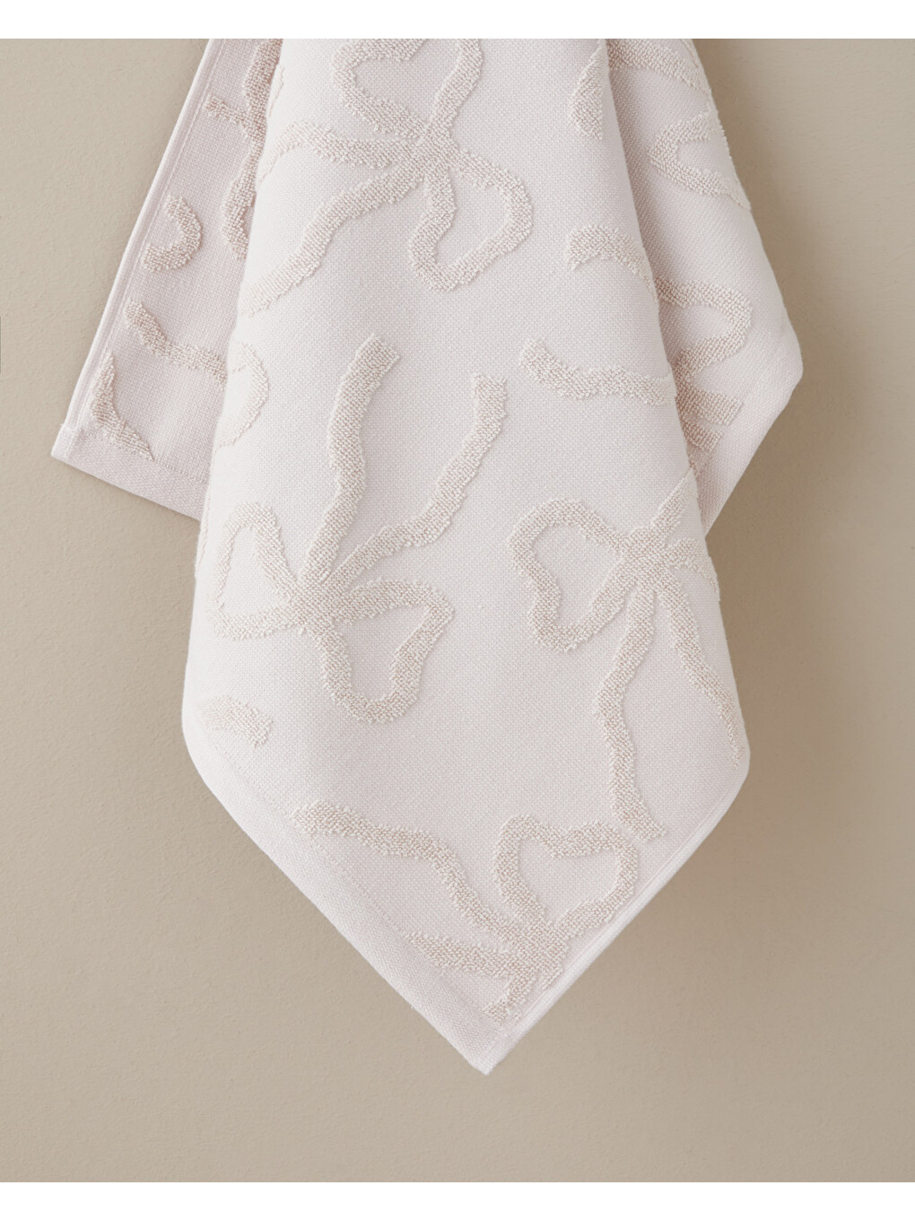 Pembe Romance Ribbon Pamuk Jakarlı Yüz Havlusu 50x80 Cm Pudra-1