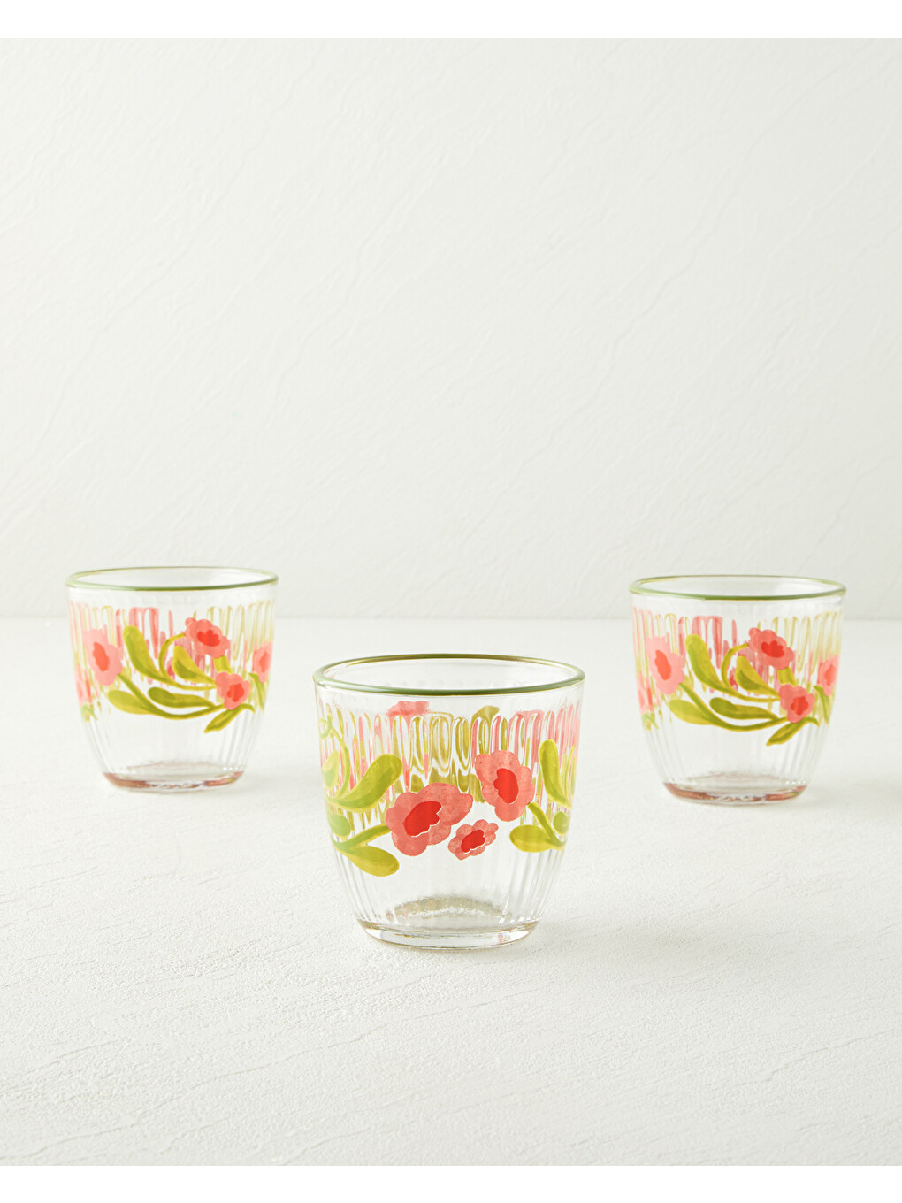 Beyaz Bright Petals Cam 3'lü Bardak 290 Ml Renkli