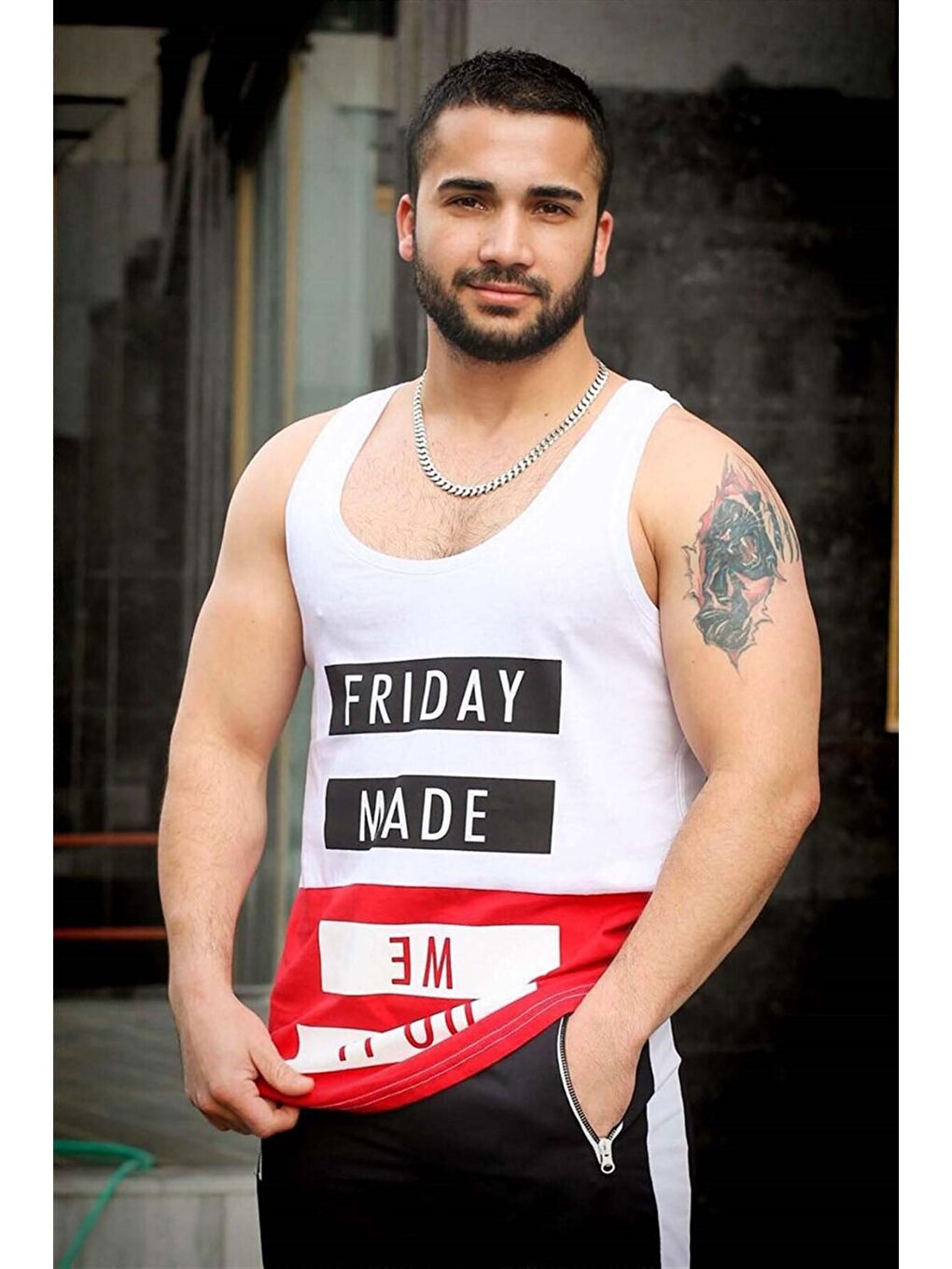 Baskılı Beyaz Atlet 3034