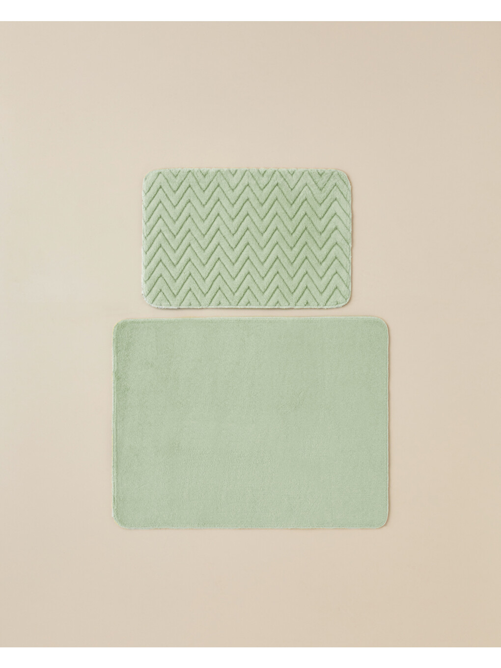 Zigzag Line Kaydırmaz Taban Banyo Paspası Seti 60x100 Cm + 50x60 Cm Yeşil