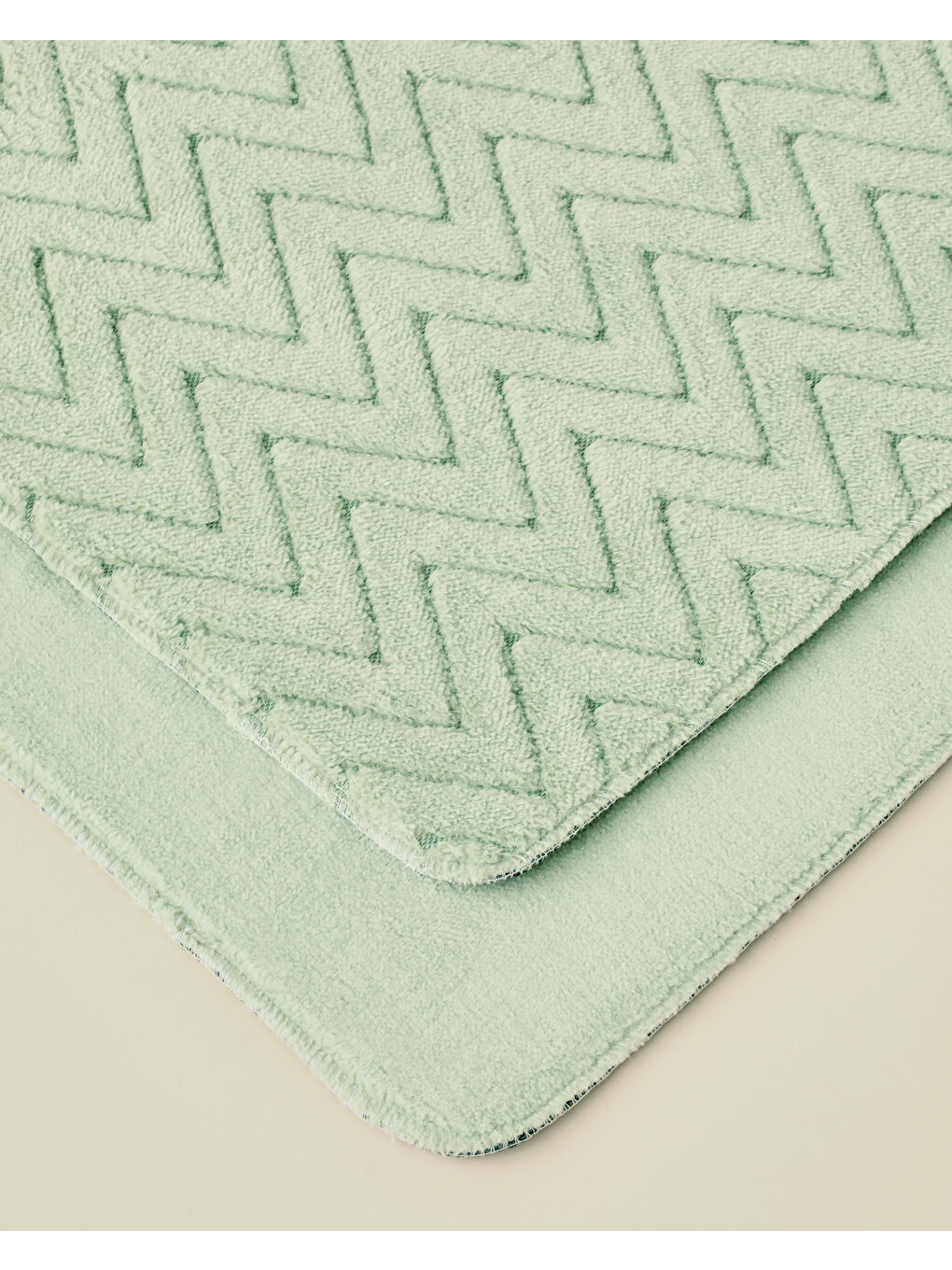 Zigzag Line Kaydırmaz Taban Banyo Paspası Seti 60x100 Cm + 50x60 Cm Yeşil-1