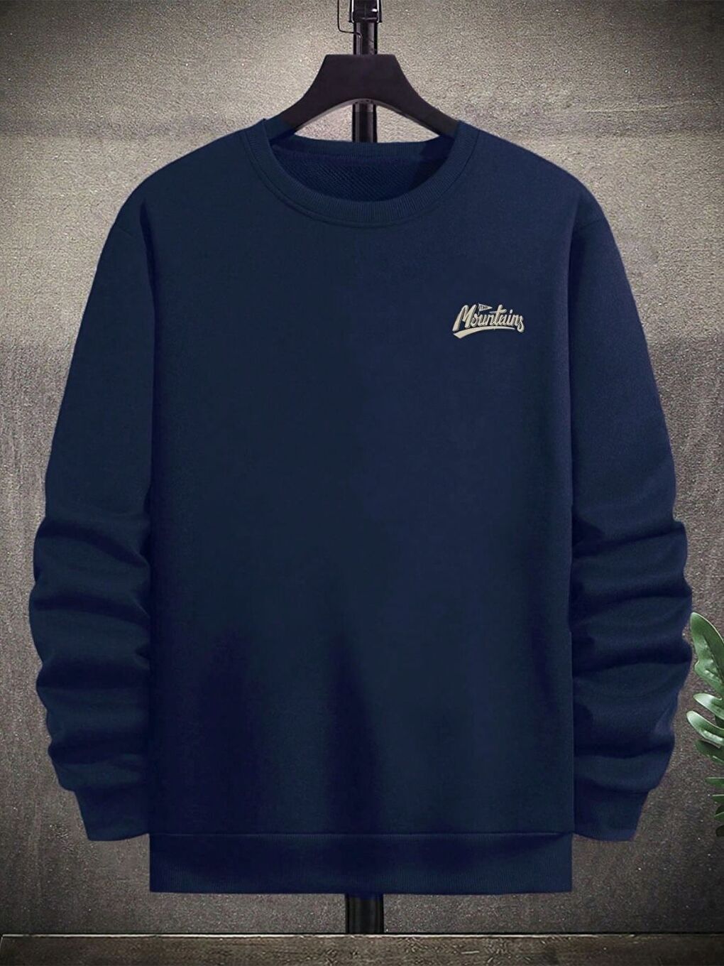 Lacivert Erkek Laci Mountains EMOTİON Baskılı Oversize Bisiklet Yaka Uzun Kollu Sweatshirt-1