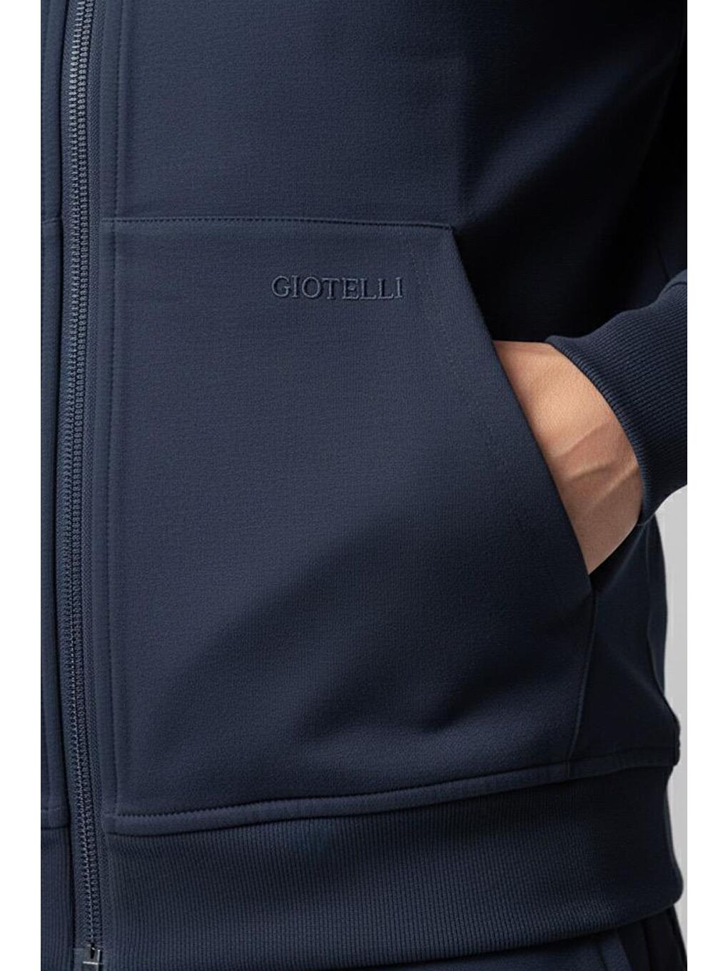 Lacivert Regular Fit Pamuklu Fermuarlı Eşofman Takımı-3