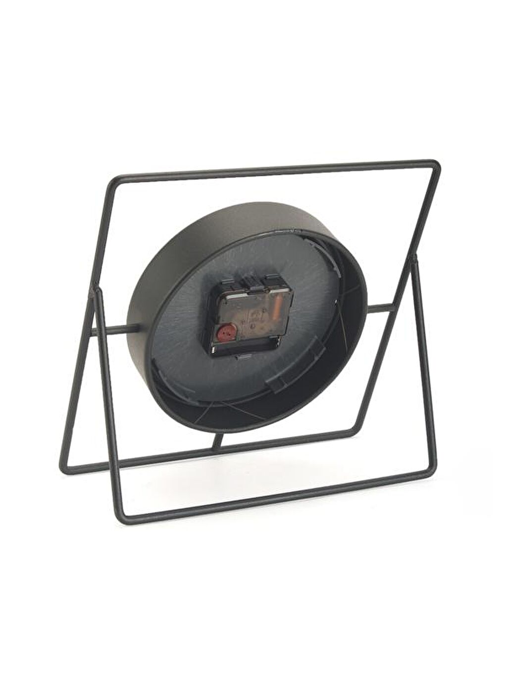 Siyah Metal Dikdörtgen Yuvarlak Masa Saati - 24 cm-1
