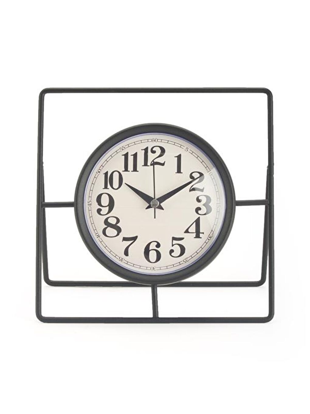 Siyah Metal Dikdörtgen Yuvarlak Masa Saati - 24 cm-2