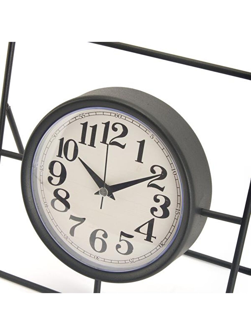 Siyah Metal Dikdörtgen Yuvarlak Masa Saati - 24 cm-3