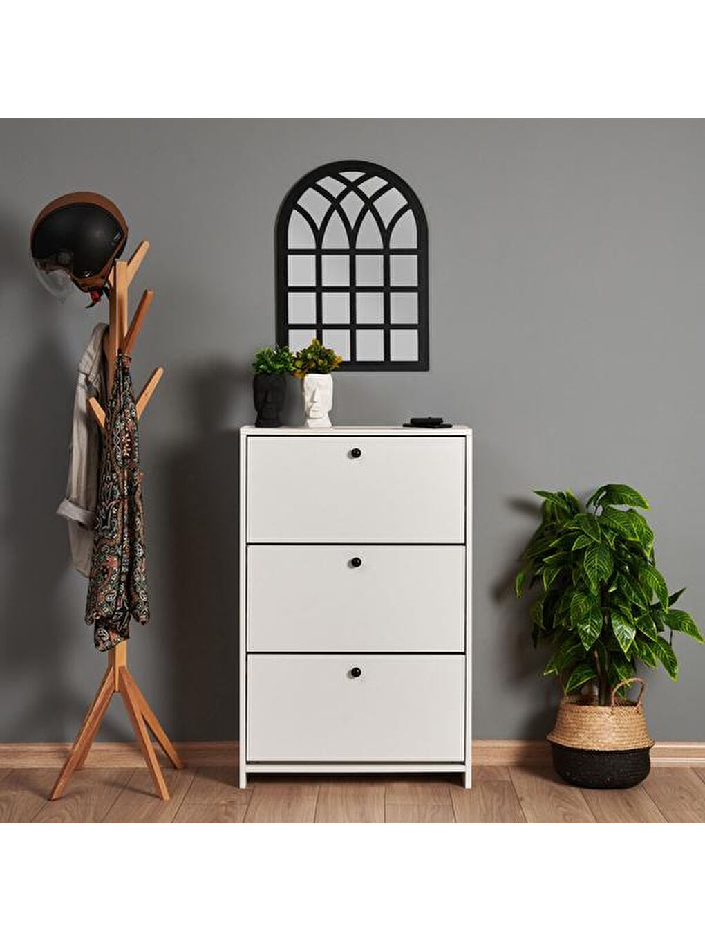 Aspendos Düşer Kapak Ayakkabılık - Beyaz