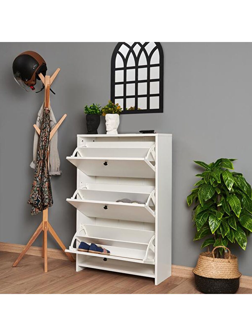 Aspendos Düşer Kapak Ayakkabılık - Beyaz-2