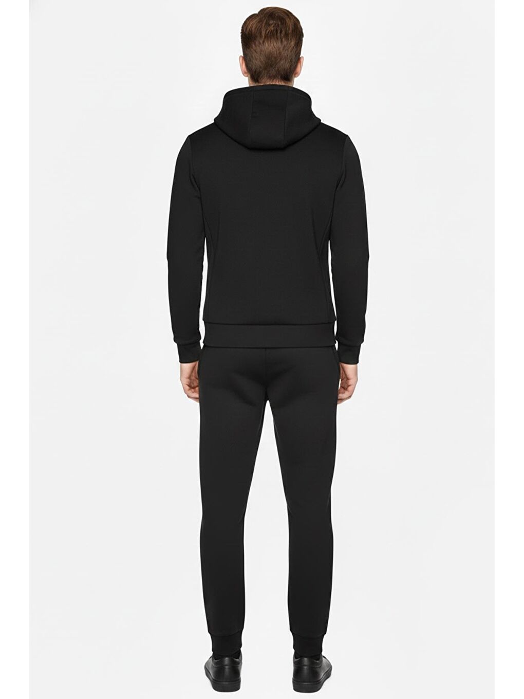 Siyah Regular Fit Pamuklu Kapüşonlu Eşofman Takımı-2