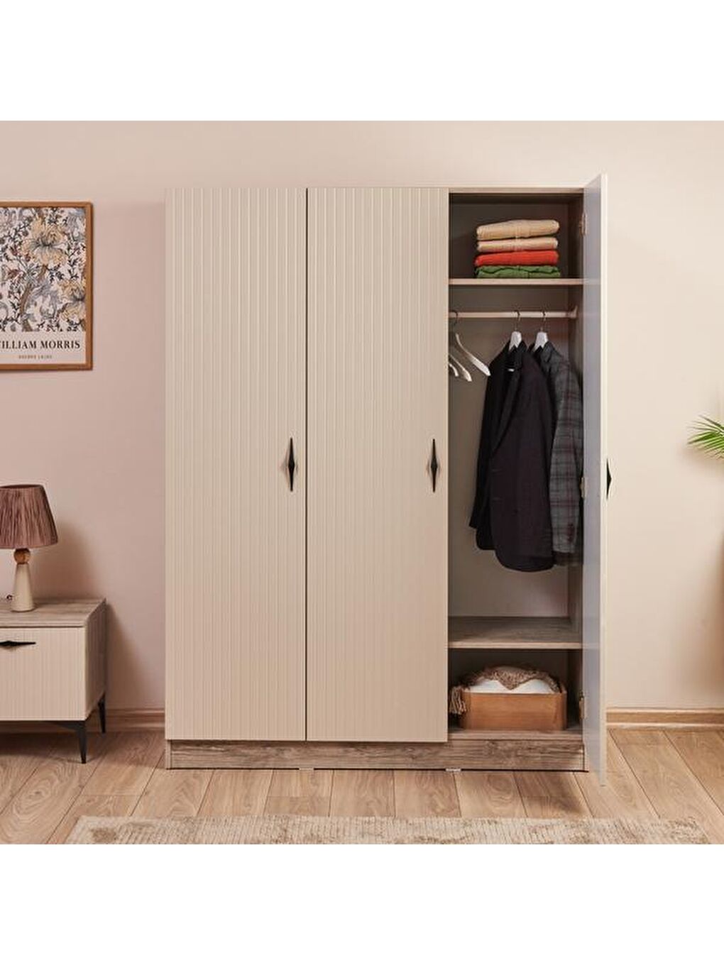 Kahverengi Venka Gardırop - Vizon / Rustik Meşe-3
