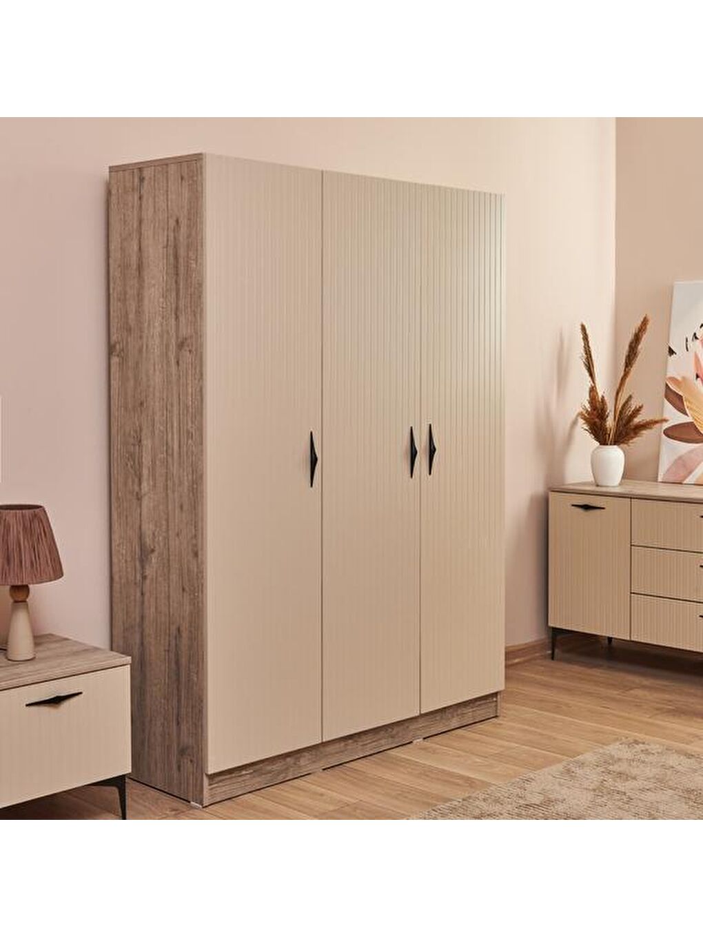 Kahverengi Venka Gardırop - Vizon / Rustik Meşe-5