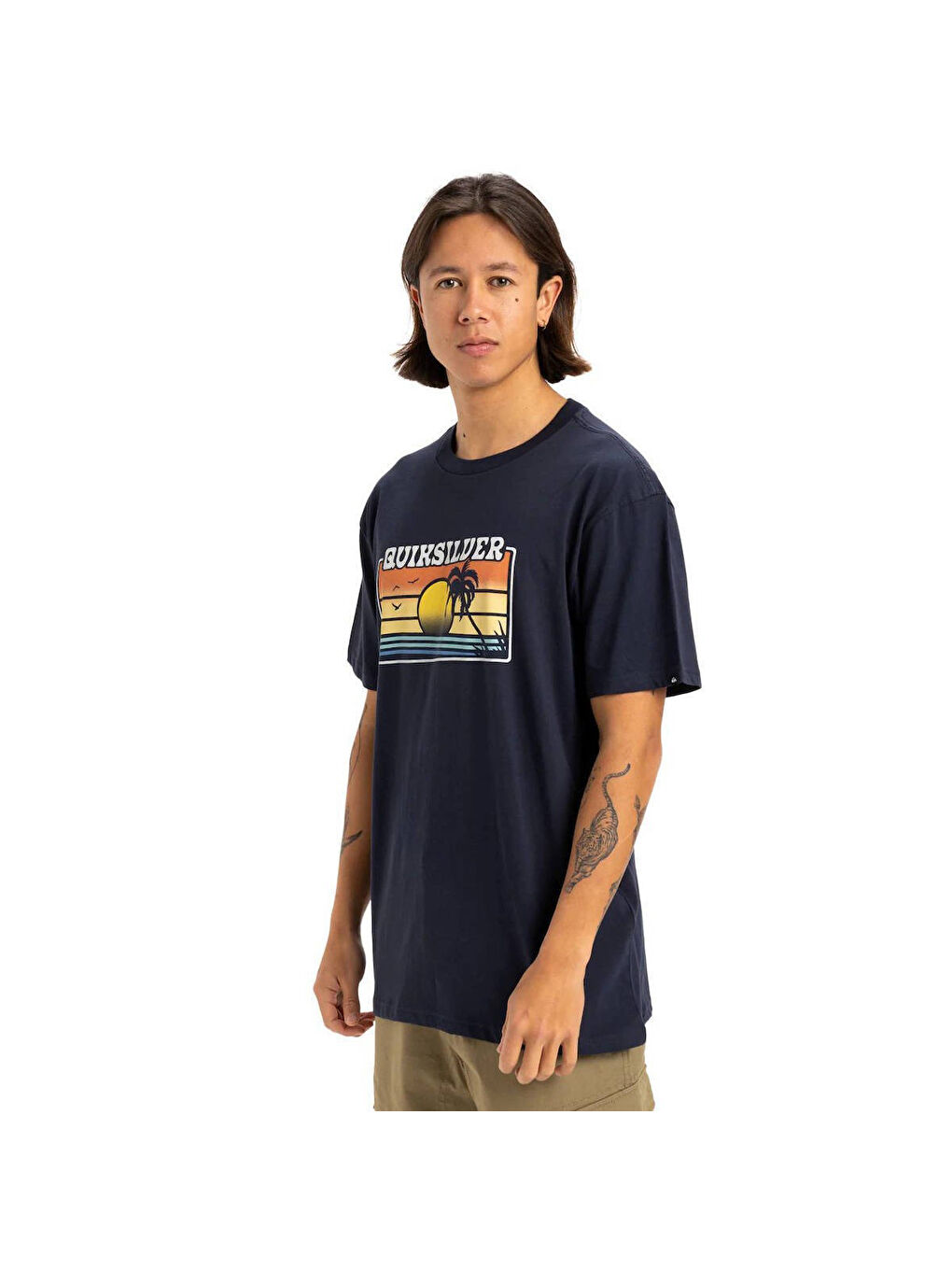 Sun Faded Erkek Lacivert Yuvarlak Yaka Spor Tişört-1