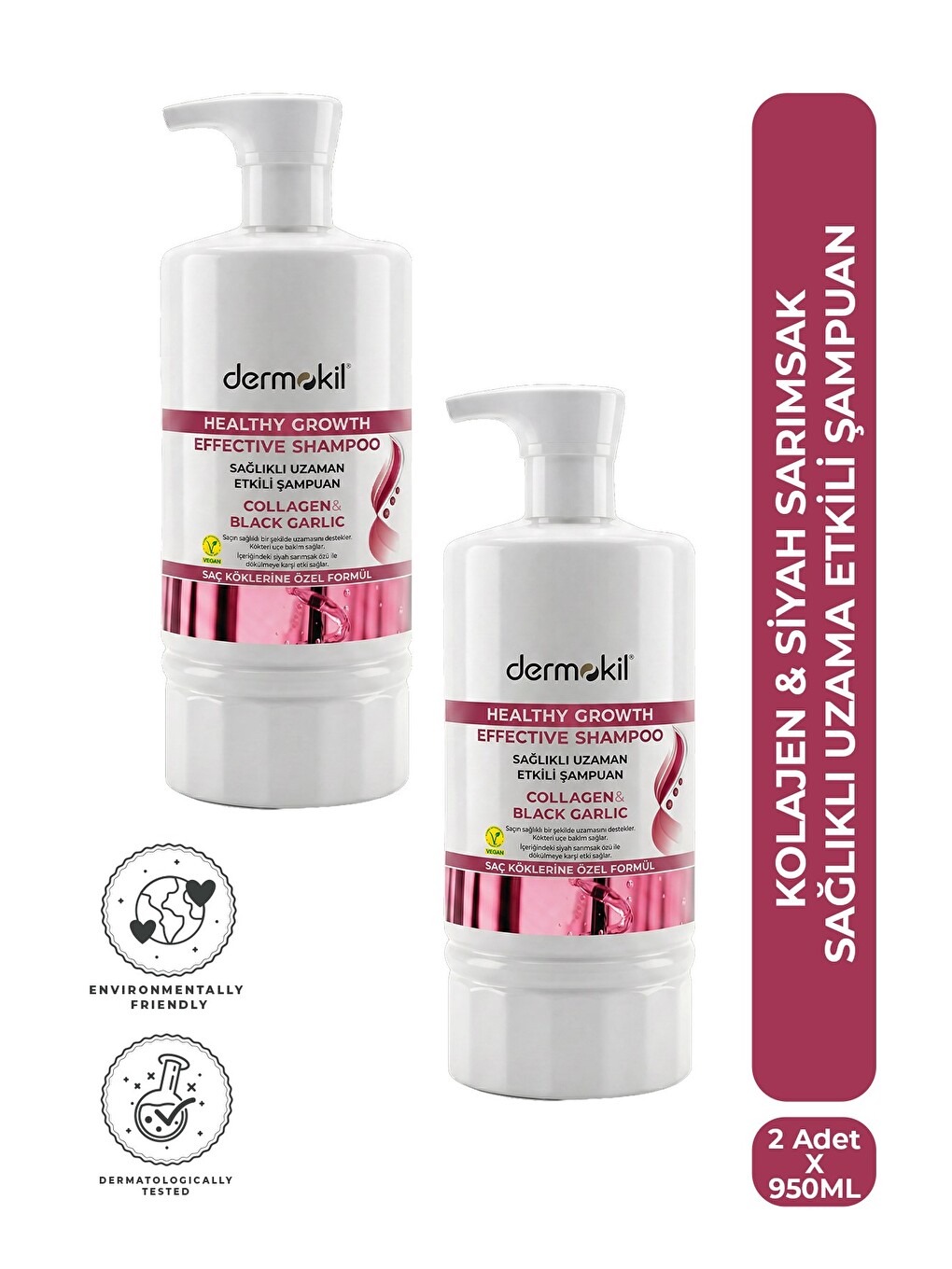 Kolajen & Siyah Sarımsak Sağlıklı Uzama Etkili Şampuan 950 ml x 2 Adet