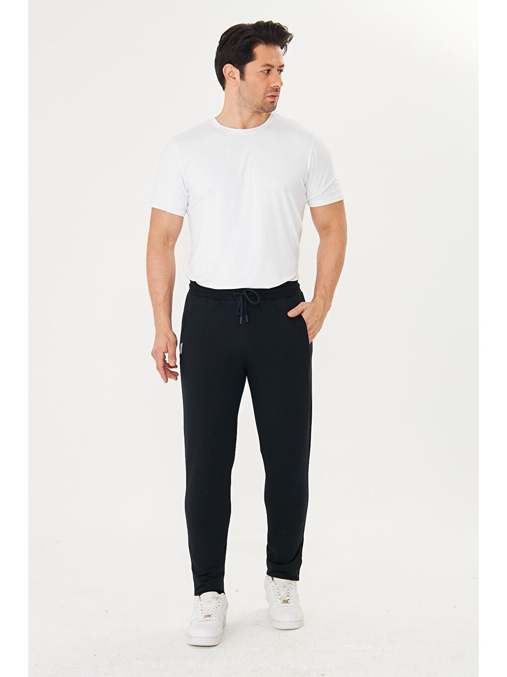 Erkek Pamuklu Fermuarlı Cepli Eşofman Altı Lacivert 5431-L-1