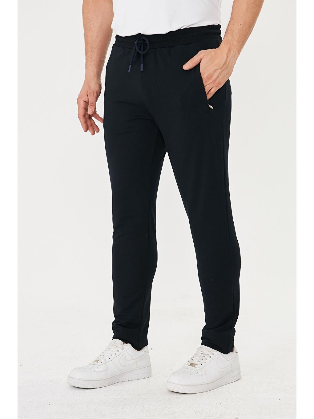 Erkek Pamuklu Fermuarlı Cepli Eşofman Altı Lacivert 5431-L-2