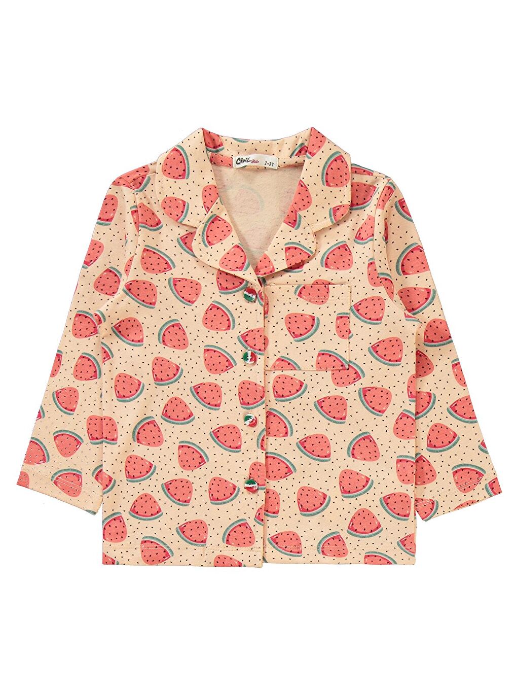 Pembe Girls Kız Çocuk Pijama Takımı 2-5 Yaş Yumuşak Şeftali-1