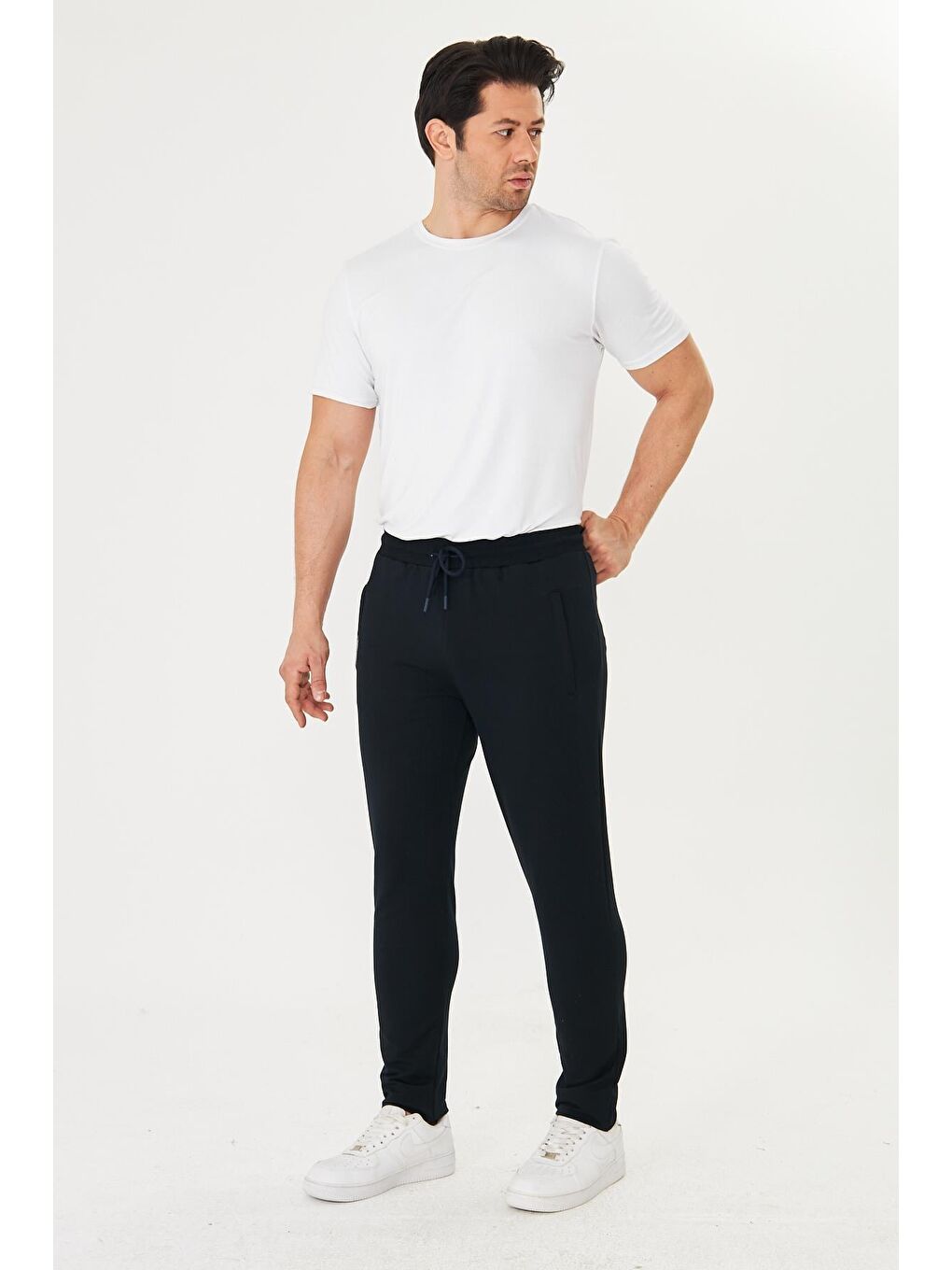 Erkek Pamuklu Fermuarlı Cepli Eşofman Altı Lacivert 5431-L-3