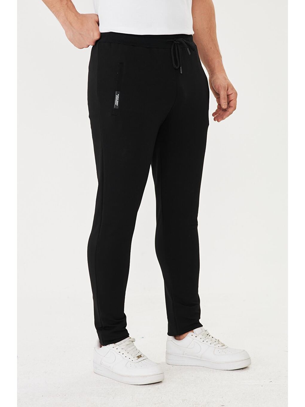 Erkek Pamuklu Fermuarlı Cepli Eşofman Altı Siyah 5431-S-4