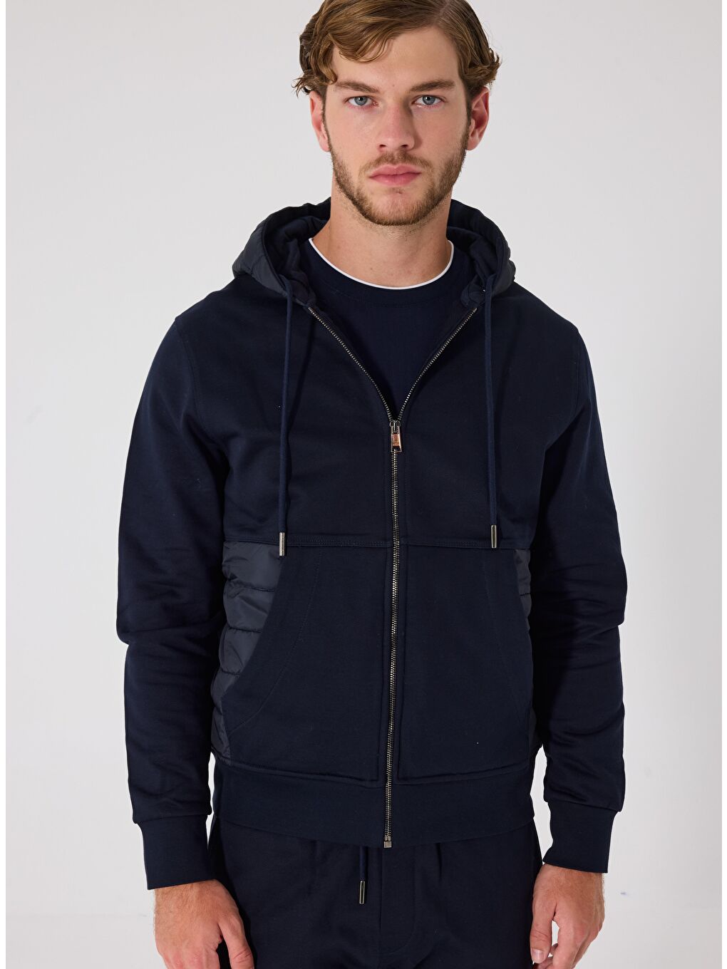 Lacivert Standart Fit Pamuklu Kapüşonlu Eşofman Takımı-3