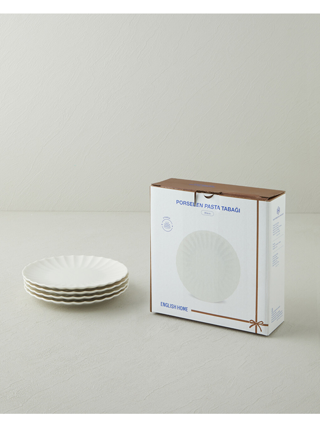 Wave Porselen 6'lı Pasta Seti 20 Cm Beyaz-3