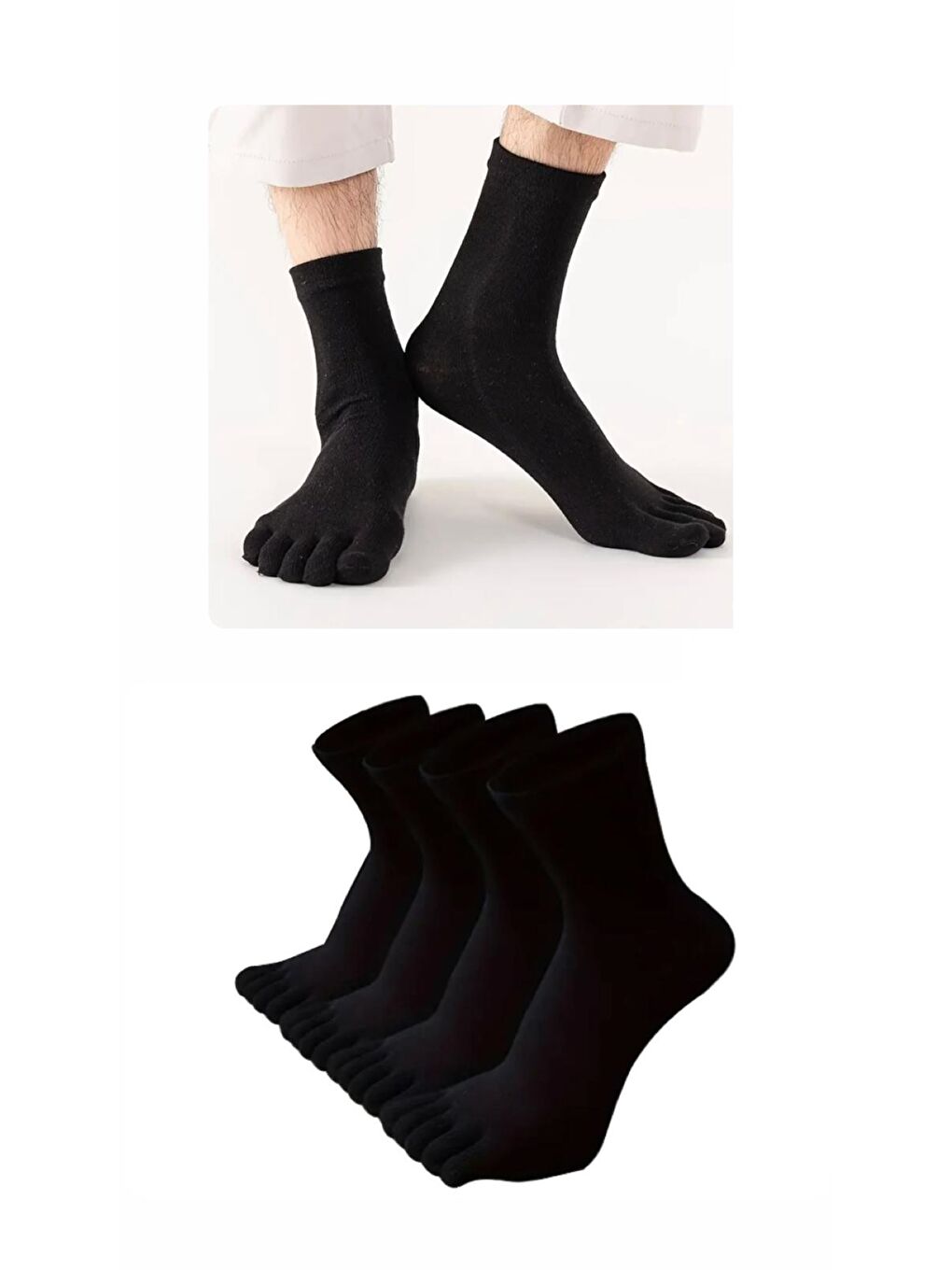 Ozzy Socks 4 Çift Siyah Antibakteriyel Mantar Önleyici Parmak Çorabı