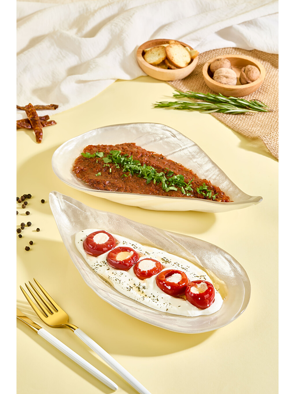 İnci Beyaz İstiridye Cam Meze Servis Tabağı - 2 Adet