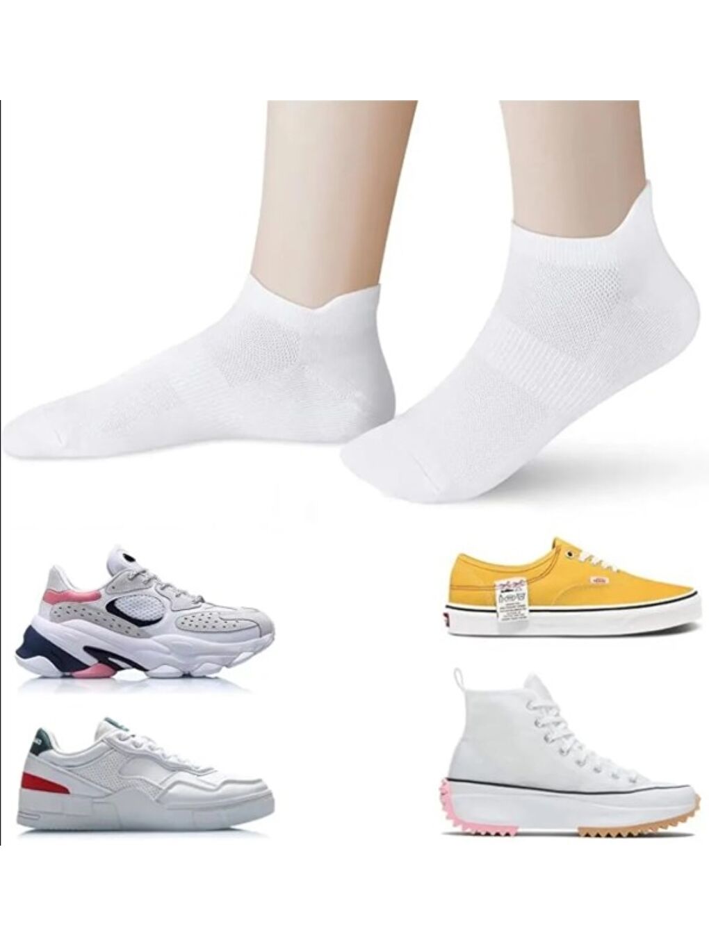 Ozzy Socks Beyaz 6 Çi̇ft Logosuz Arkasi Çekmeli̇ Pamuklu Teni̇s Pati̇k Uni̇sex Çorap - 1