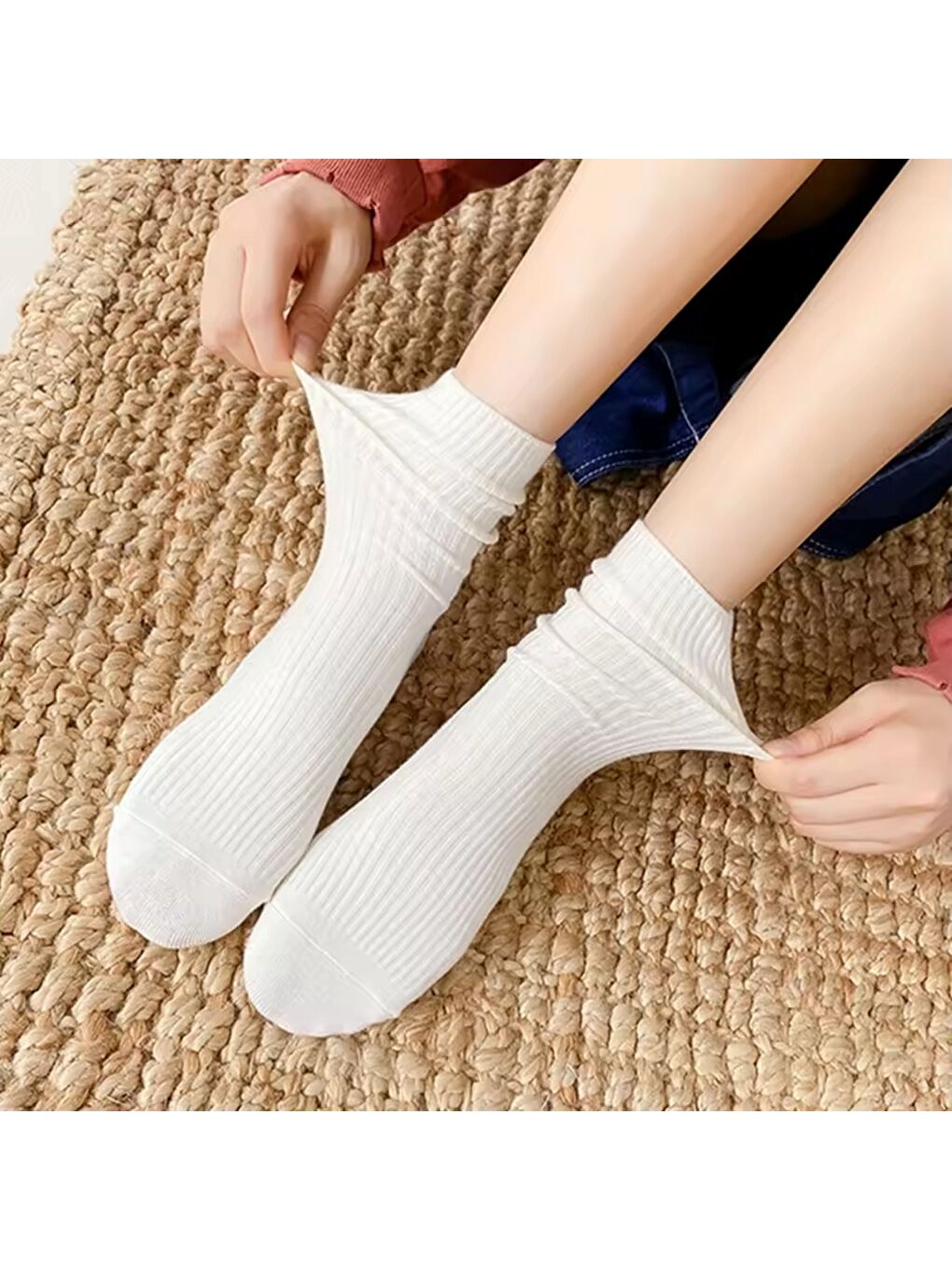 Kahverengi 5 Çift Kadın Lastiksiz Dikişsiz Fitilli Soket Çorap-5