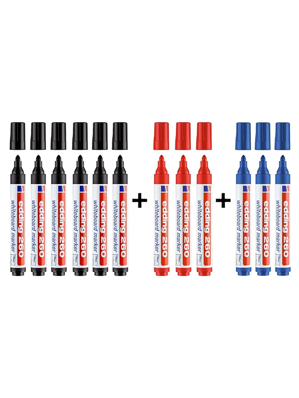 Edding 260 Beyaz Yazı Tahtası Kalemi 6 Siyah 3 Mavi 3 Kırmızı 12 Li Set
