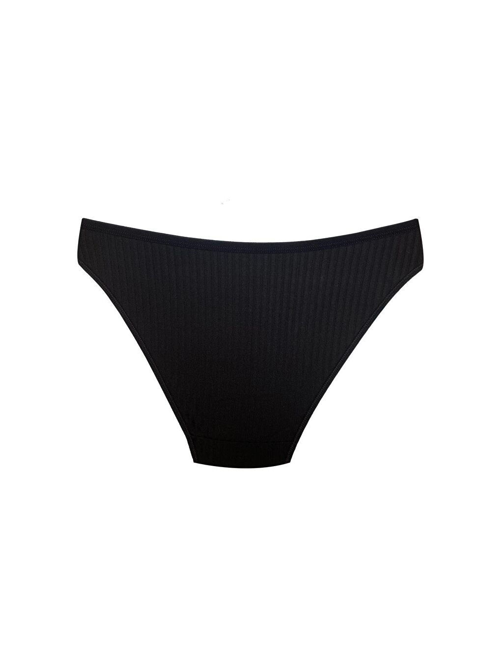 3'Lü Pamuklu Kabartmalı Ribana Külot | Siyah 0385-1