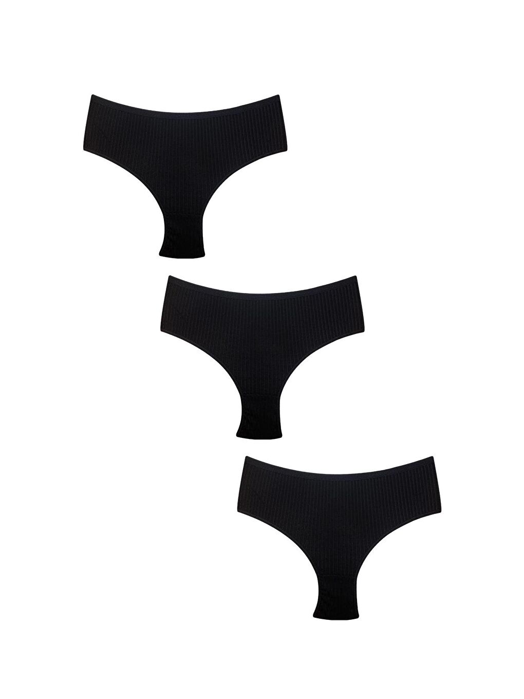 3'Lü Pamuklu Kabartmalı Ribana Bato | Siyah 0390