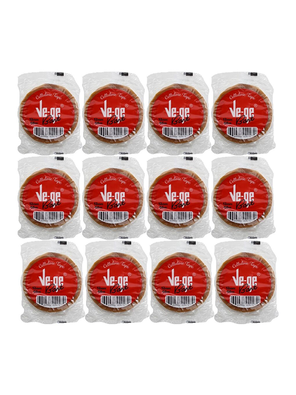 Limited Retro Edition 12x66 mt Selefon Bant(Cellulose Tape) 12 Adet Metal Tenekede-1