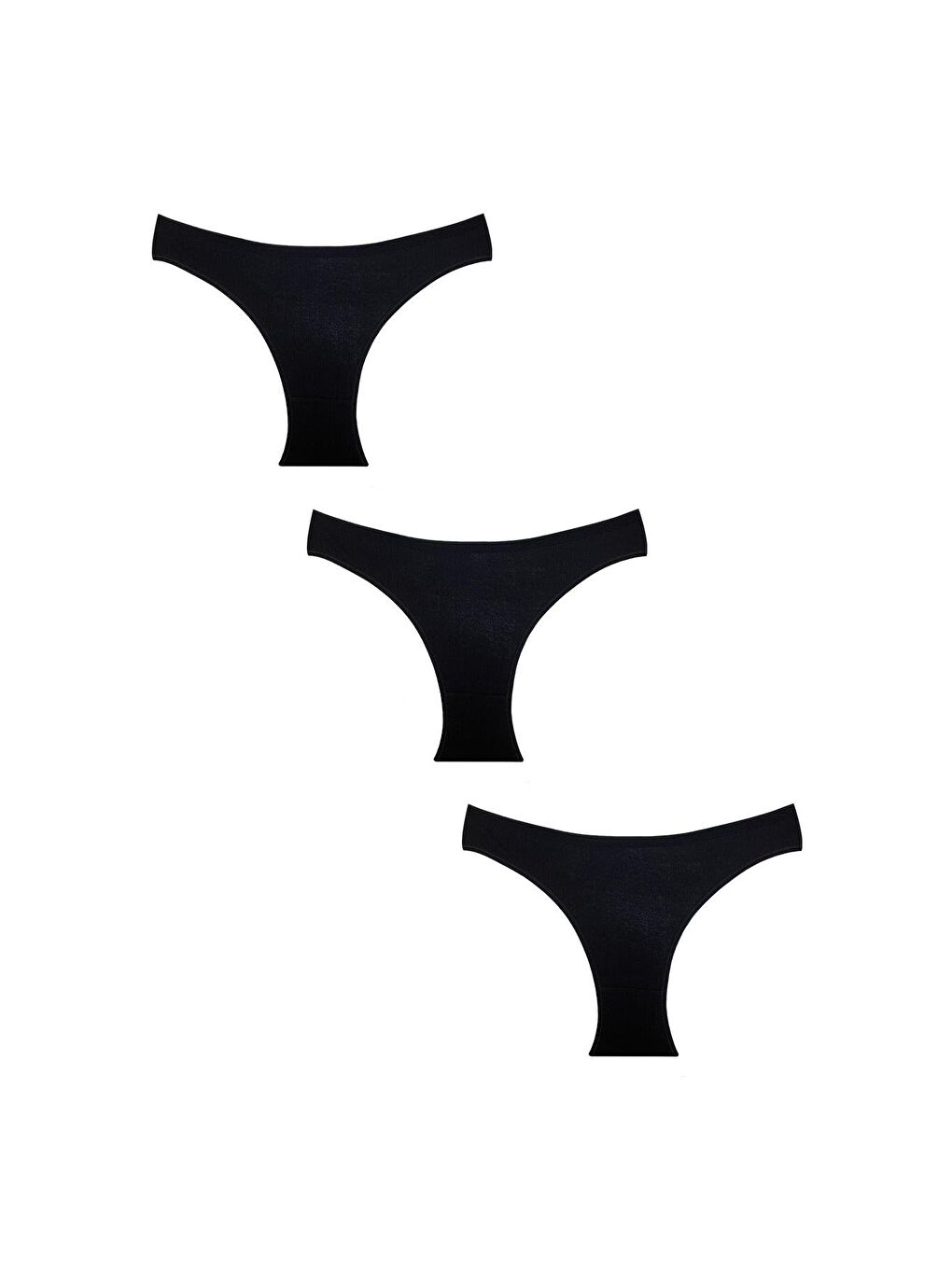 3'Lü Pamuklu Ribana Slip Külot | Siyah 0300