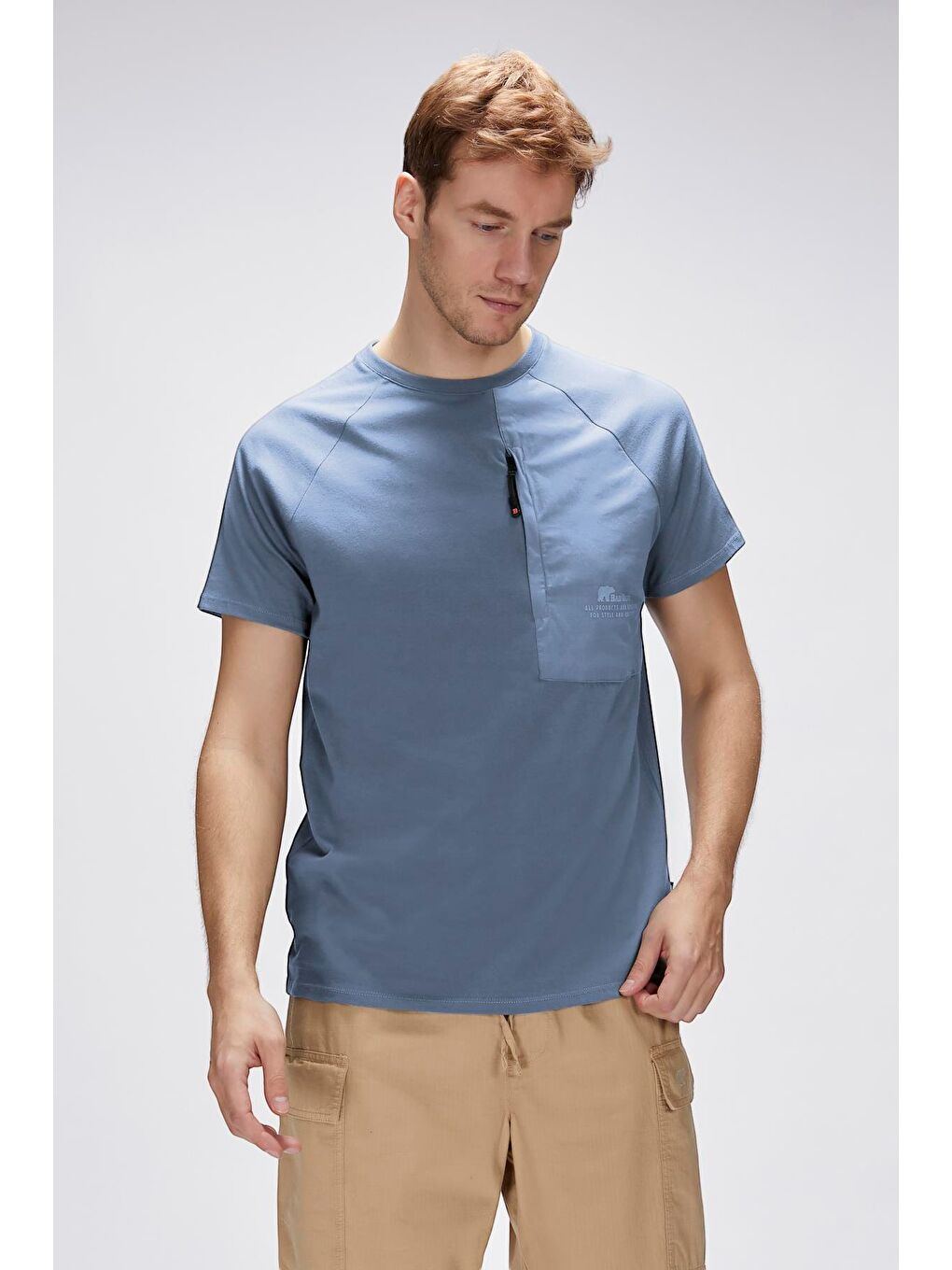 Simon Element Mavi Erkek Baskılı Tişört-1