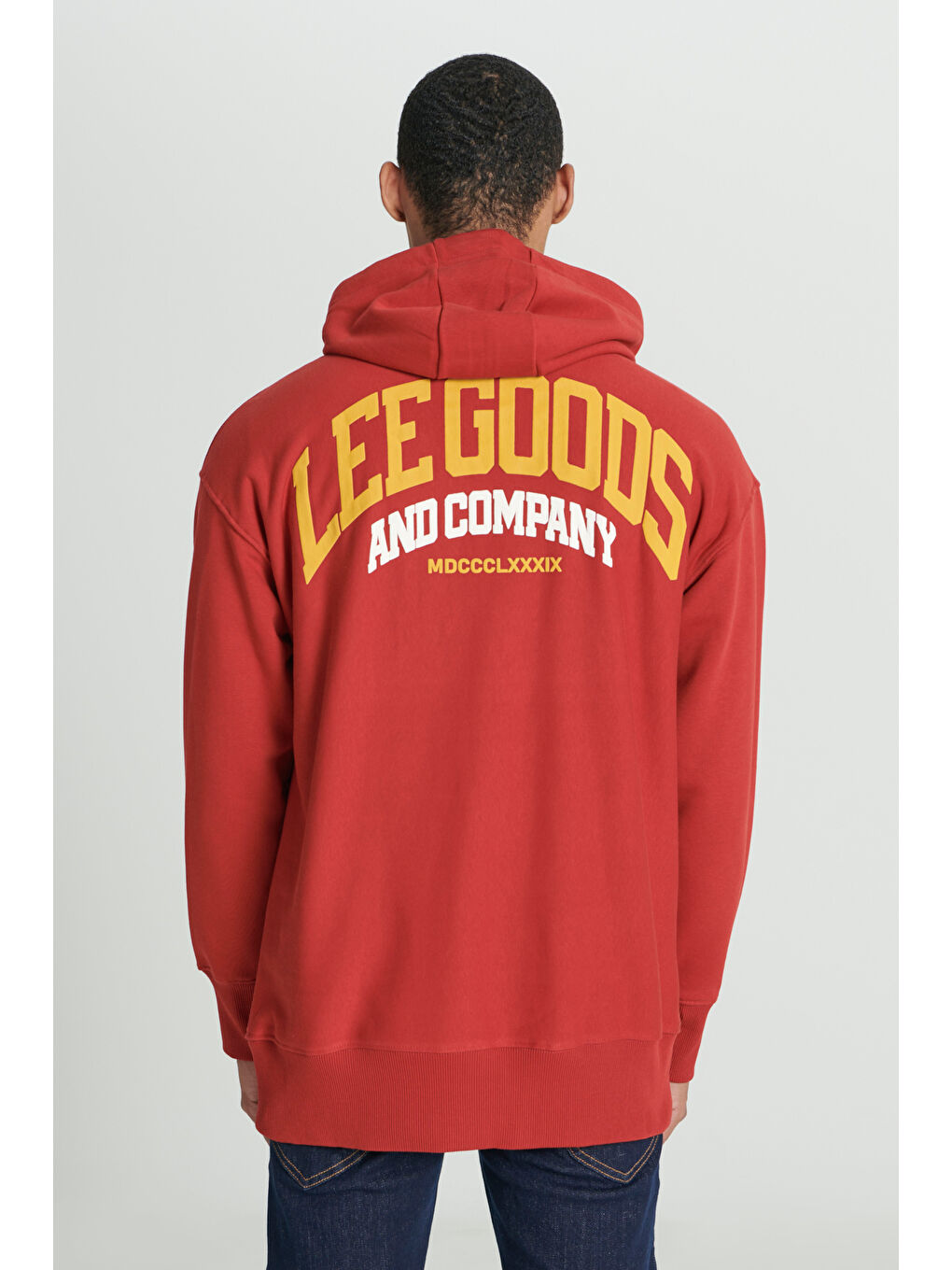 Loose Fit Rahat Kesim Kapüşonlu Şardonlu Kırmızı Sweatshirt-1