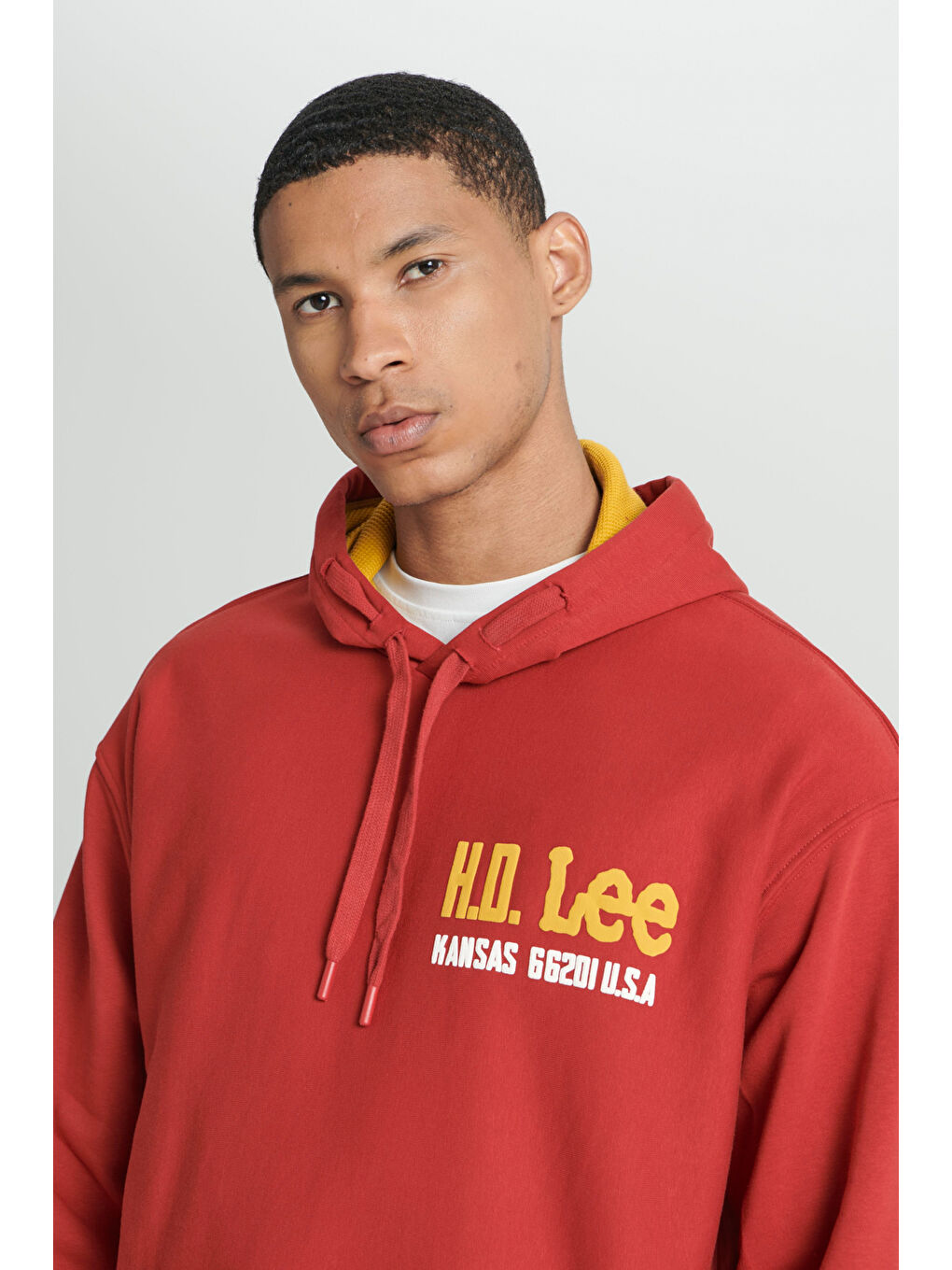 Loose Fit Rahat Kesim Kapüşonlu Şardonlu Kırmızı Sweatshirt-4