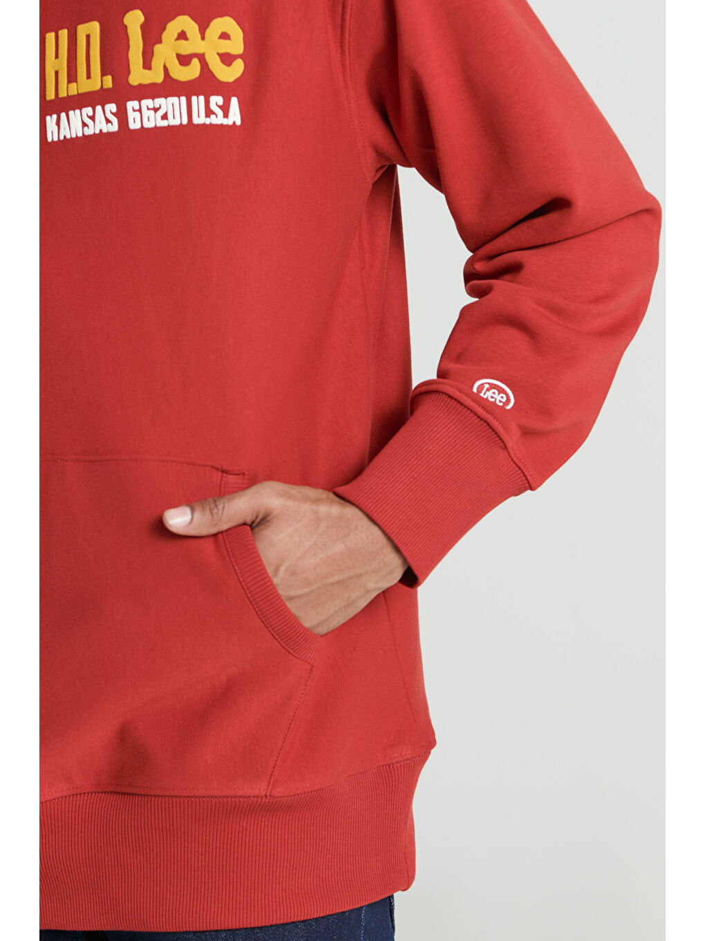 Loose Fit Rahat Kesim Kapüşonlu Şardonlu Kırmızı Sweatshirt-5