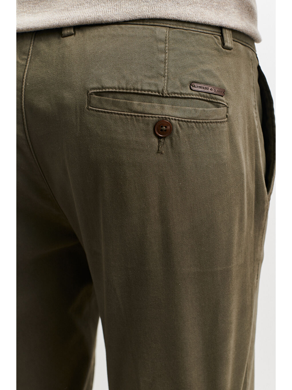 Erkek Haki Slim Fit Dar Kesim Yan Cep Casual Pantolon-5