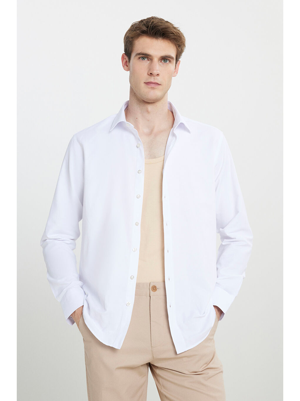 Bej Erkek TEN Premium %100 Pamuk 2'li Paket Atlet-1