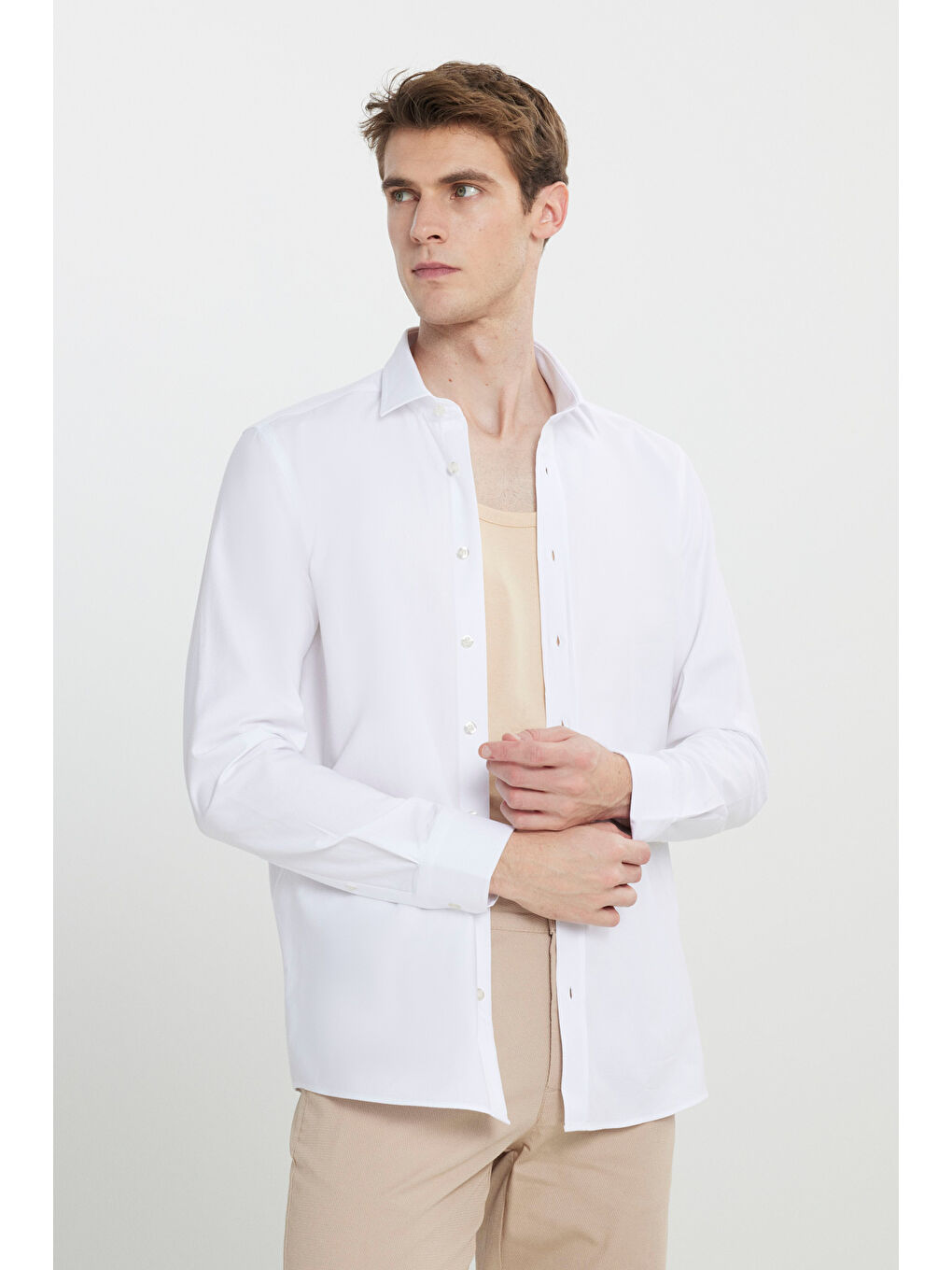 Bej Erkek TEN Premium %100 Pamuk 2'li Paket Atlet-2