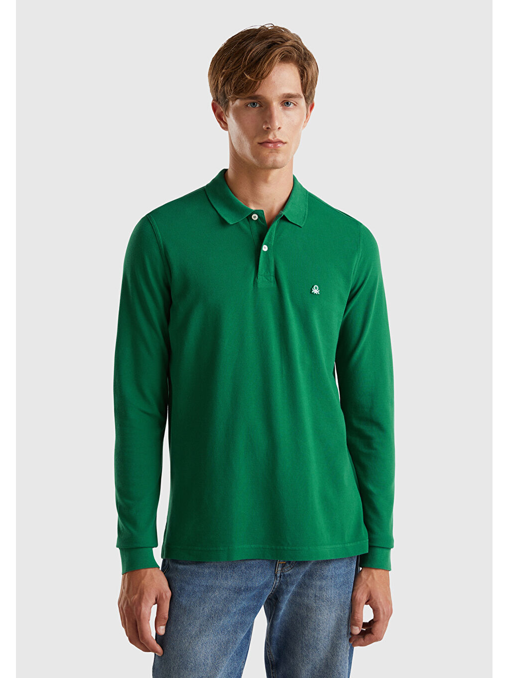 United Colors Of Benetton Erkek Yeşil Uzun Kol Polo T-Shirt